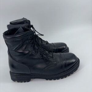 Rocky Black Leather paratroop Boots side zipper size 9 men’s